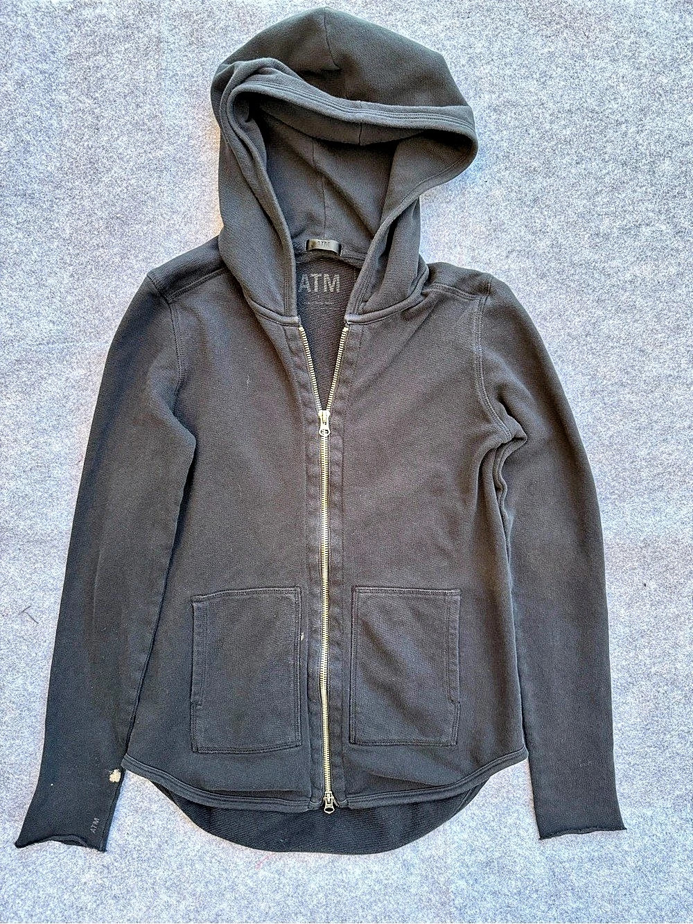 ATM Cotton Zip Hoodie in Black